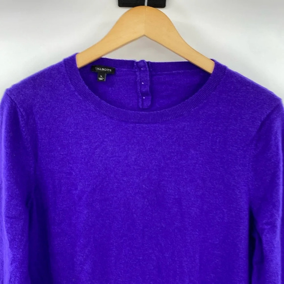 Talbots Pullover‎ Sweater Women Size Large Purple Lambswool Long Sleeve Knit - Picture 2 of 11